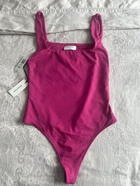 Babaton Bright Fuchsia Square Neck One-Piece Bodysuit
